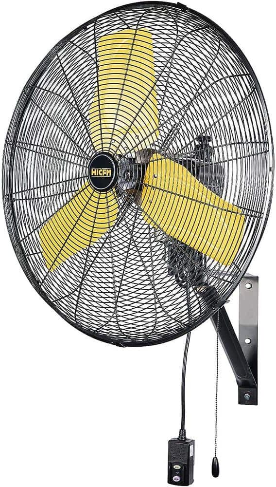 Edendirect 24 in. 3-Speeds Outdoor Wall Mounted Fan in Yellow with IP44 Enclosure Motor, Sealed Control Box, GFCI Plug