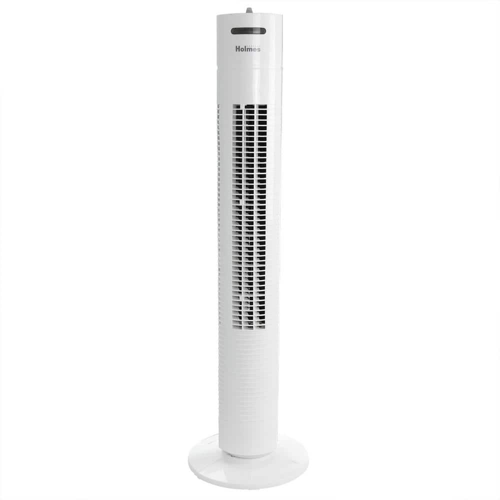 Holmes 31 in. Oscillating Tower Fan with 3 Speed Settings in White