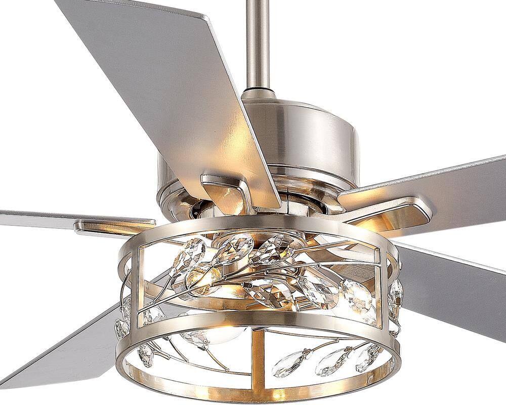 Breezary Fairy 52 in. Indoor Satin Nickel Chandelier Ceiling Fan with Light Kit and Remote Control Included