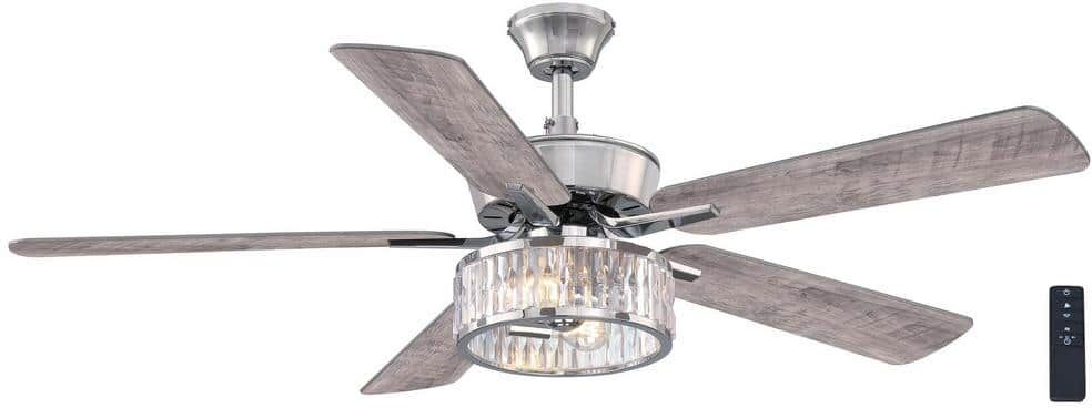 Hampton Bay Janeen 52 in. Indoor Chrome Ceiling Fan with LED Bulbs with Remote Included