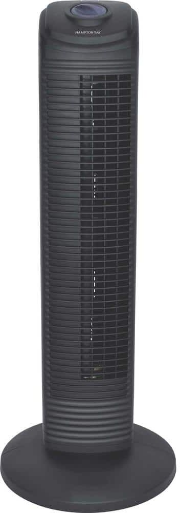 Hampton Bay 28 in. 3 Speed Oscillating Tower Fan in Black