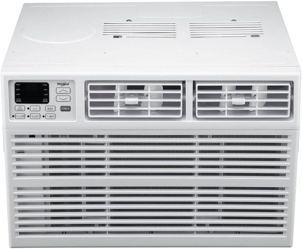 Whirlpool 12,000 BTU 115V Window AC w/ Remote Control for Rooms up to 550 Sq. Ft. LCD Display Auto-Restart Timer White