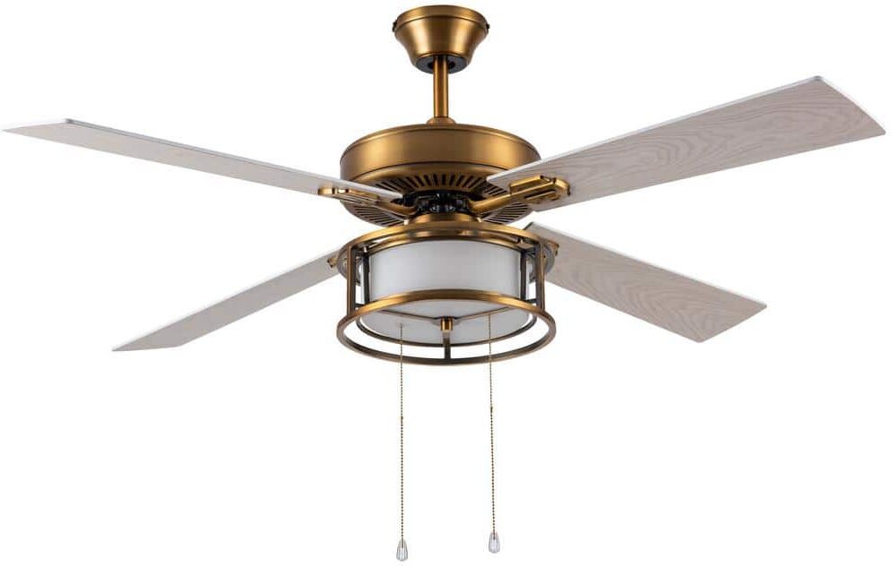 River of Goods Francesca 52 in. LED Indoor White/Brass Ceiling Fan with Light