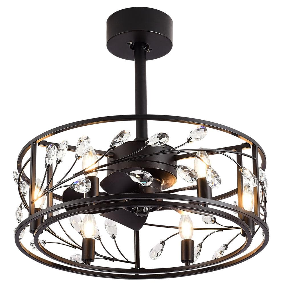 Breezary Fairy 20 in. Indoor Black Chandelier Ceiling Fan with Light Kit and Remote Control Included