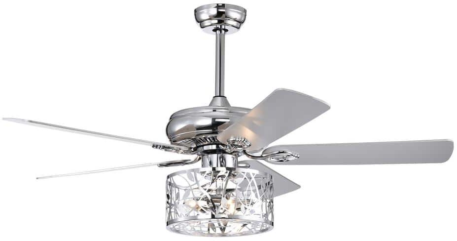 Modland Light Pro 52 in. Indoor Silver Standard Ceiling Fan with Remote Control for Kitchen,Blade Span 24 in.(No bulbs Include)