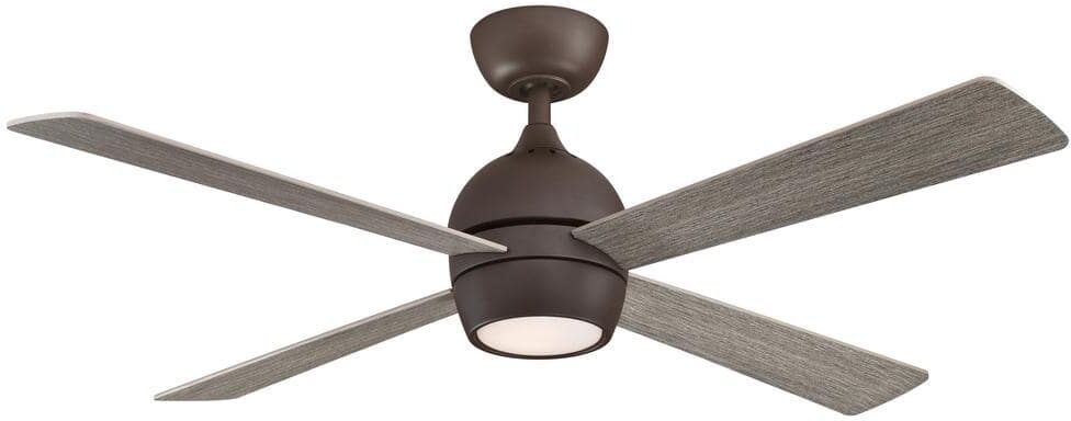 FANIMATION Kwad 52 in. Integrated LED Matte Greige Ceiling Fan with Opal Frosted Glass Light Kit and Remote Control