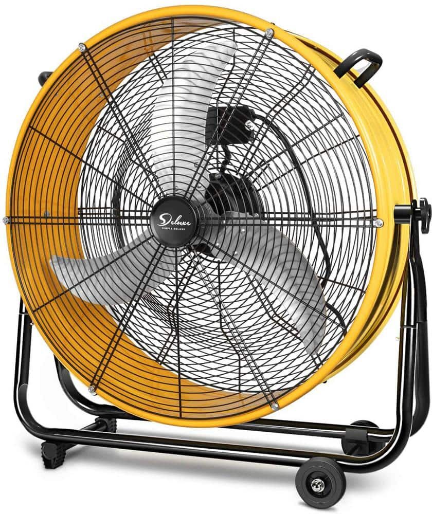 Aoibox 30 in. 3 Speed Yellow Heavy Duty Metal Industrial Drum Fan, Air Circulation for Warehouse, Greenhouse, Workshop, Patio