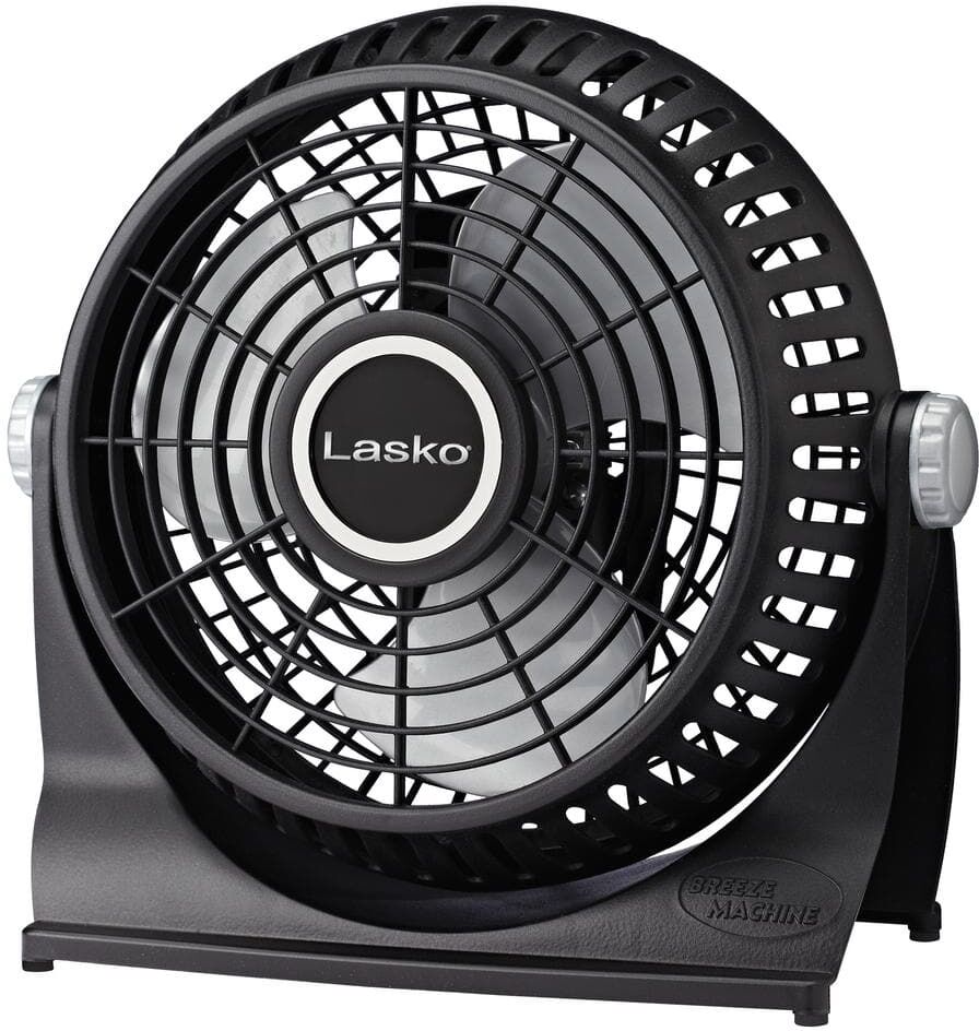 Lasko Breeze Machine 10 in. 2 Speed Black Desk Fan with 360 Degree Pivoting Fan Head