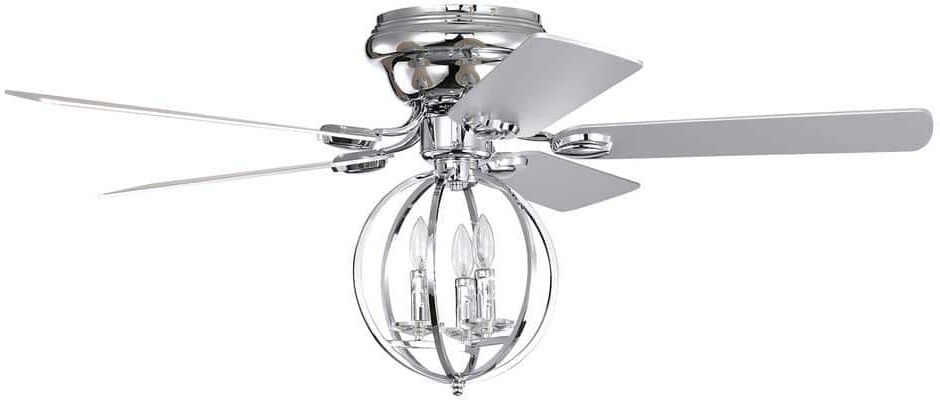 CIPACHO 52 in. Indoor Chrome Ceiling Fan for Kitchen Bedroom Dining Room