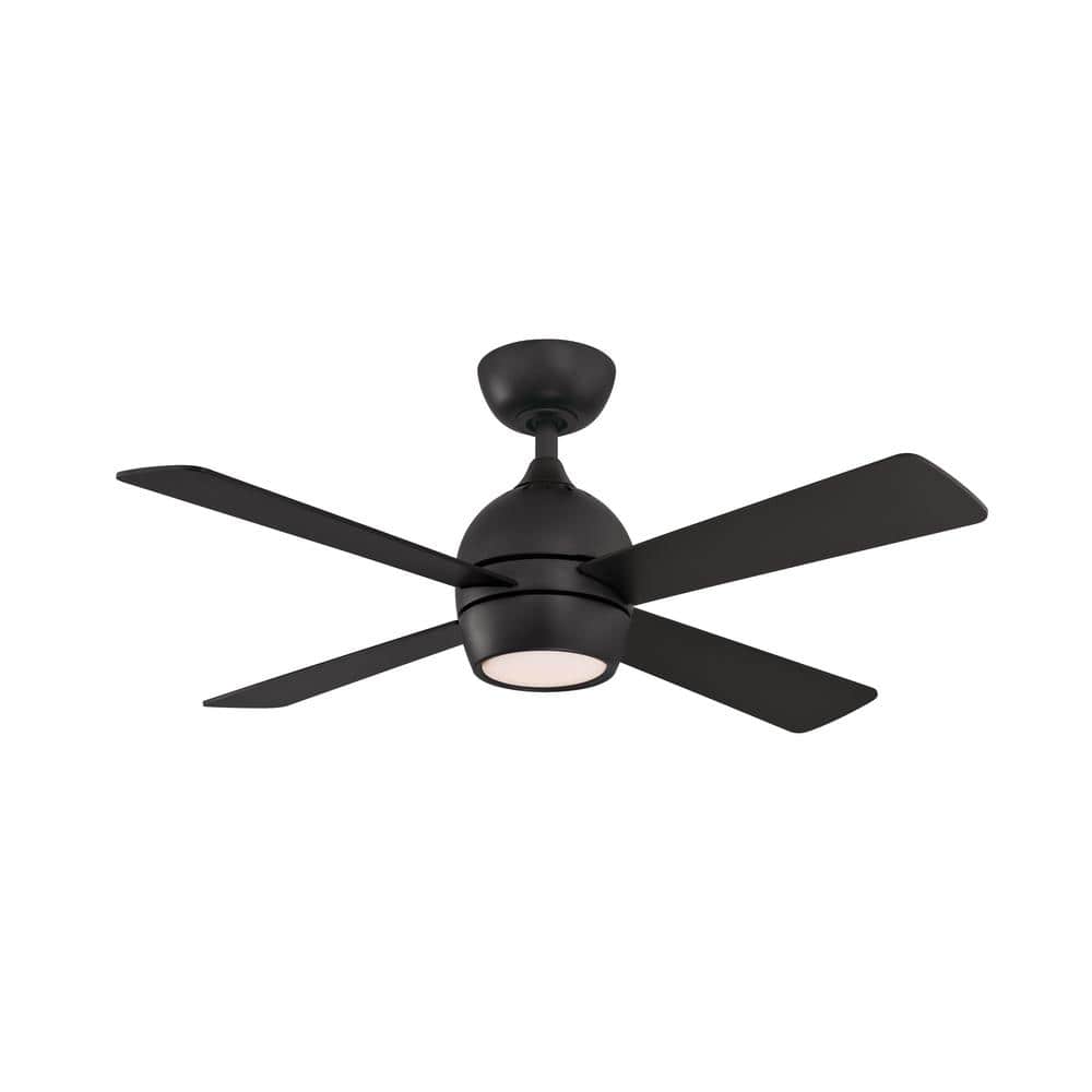 FANIMATION Kwad 44 in. Integrated LED Black Ceiling Fan with Opal Frosted Glass Light Kit and Remote Control