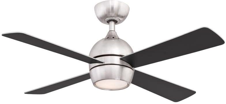 FANIMATION Kwad 44 in. Integrated LED Brushed Nickel Ceiling Fan with Opal Frosted Glass Light Kit and Remote Control