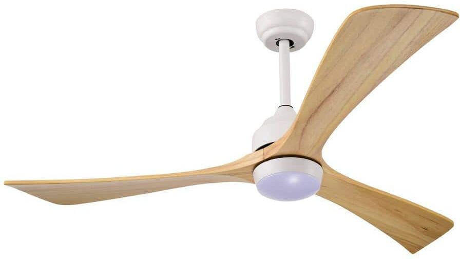 CIPACHO 52 in. Indoor White Natural Ceiling Fan with Lights Remote Control