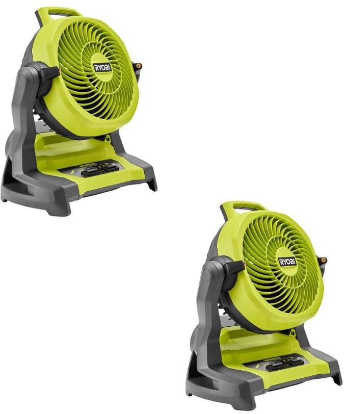 RYOBI ONE+ 18V Cordless 7-1/2 in. Bucket Top Misting Fan 2-Pack (Tools Only)