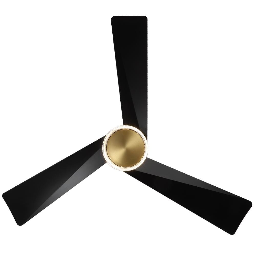 MLiAN 52 in. 3-ABS Blades Black and Gold Indoor Ceiling Fan with LED light belt and Remote