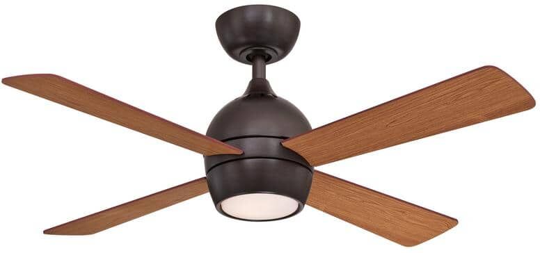 FANIMATION Kwad 44 in. Integrated LED Dark Bronze Ceiling Fan with Opal Frosted Glass Light Kit and Remote Control