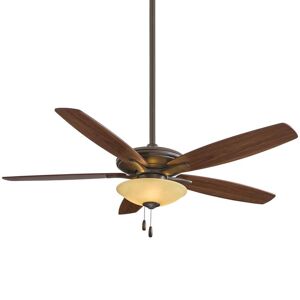 MINKA-AIRE Mojo 52 in. Integrated LED Indoor Oil Rubbed Bronze Tea Stain Glass Ceiling Fan with Light Kit