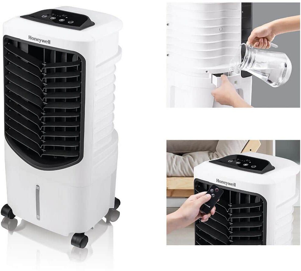 Honeywell 200 CFM 3 Speed Portable Evaporative Air Cooler, Quiet, Low Energy, Compact Spot Fan and Humidifie