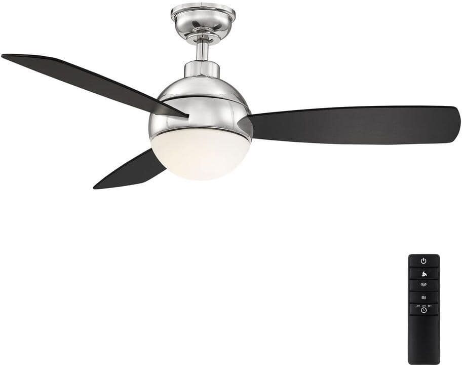 Home Decorators Collection Alisio 44 in. LED Polished Nickel Ceiling Fan with Light and Remote Control