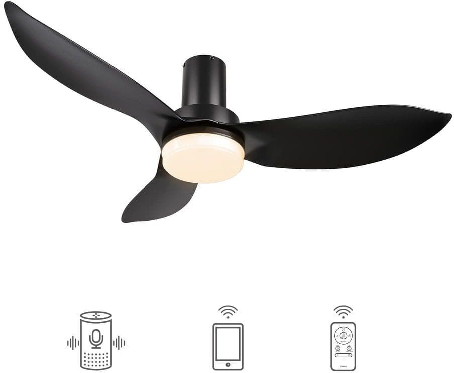 CARRO Daisy 45 in. Integrated LED Indoor Black DC Motor Smart Ceiling Fan with Light and Remote, Works with Alexa/Google Home