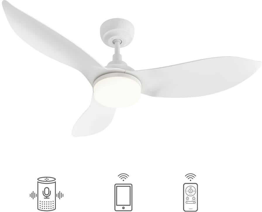 CARRO Daisy 45 in. LED Indoor White Smart Ceiling Fan with Dimmable Light and Remote, Works with Alexa and Google Home