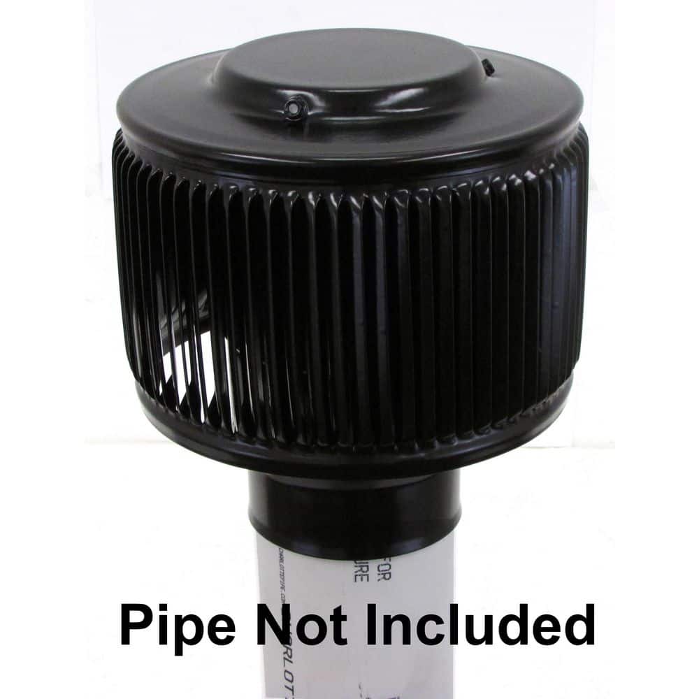 Active Ventilation 3 in. Dia Aura PVC Vent Cap Exhaust with Adapter for Schedule 40 or Schedule 80 PVC Pipe in Black