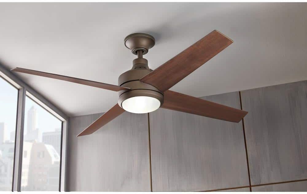 Home Decorators Collection Mercer 52 in. Integrated LED Indoor Oil-Rubbed Bronze Ceiling Fan with Light Kit and Remote Control