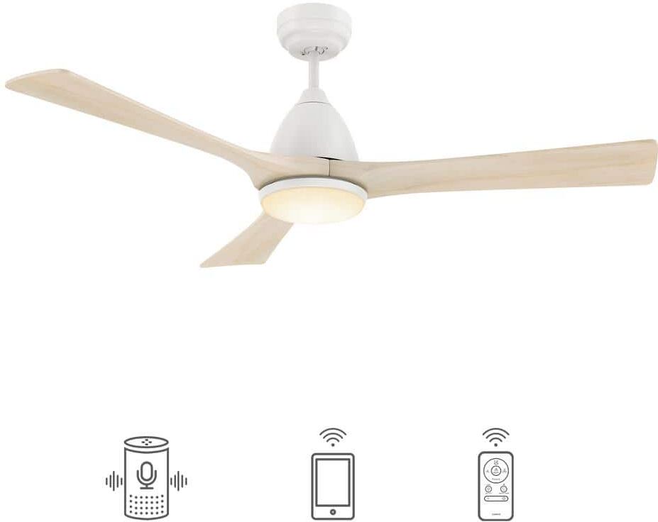 CARRO Antrim 52 in. Dimmable LED Indoor/Outdoor White Smart Ceiling Fan with Light and Remote, Works with Alexa/Google Home