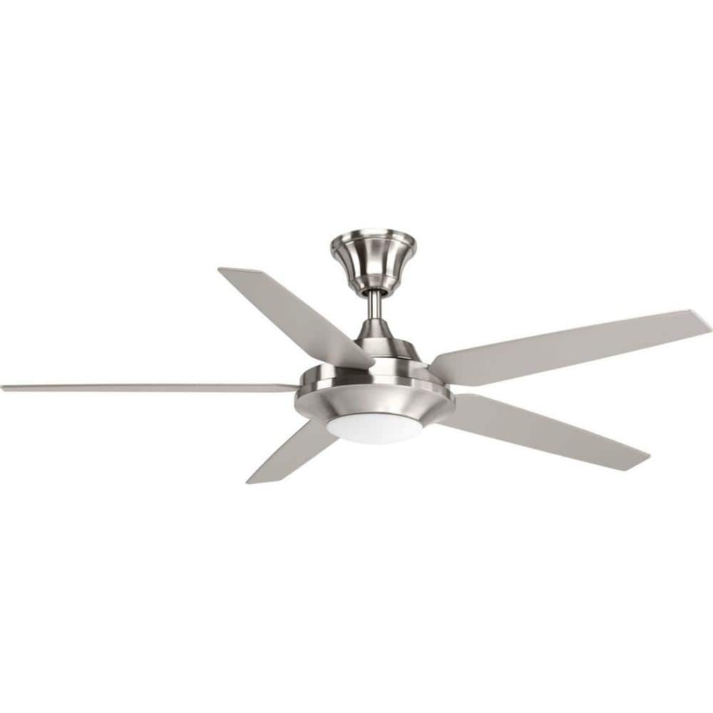 Progress Lighting Signature Plus II Collection 54 in. LED Indoor Brushed Nickel Modern Ceiling Fan with Light Kit and Remote