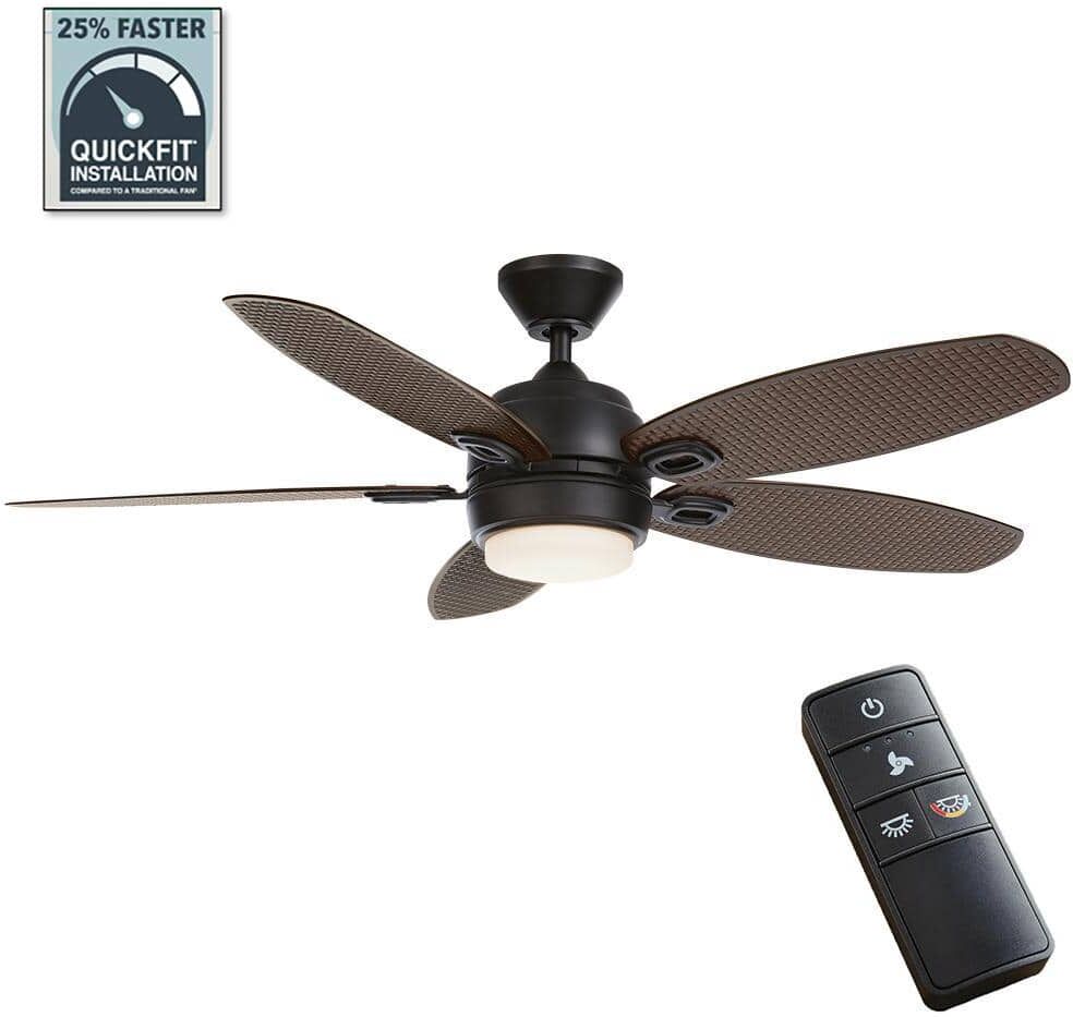 Home Decorators Collection Daniel Island 52 in. White Color Changing Integrated LED Outdoor Matte Black Ceiling Fan with Light Kit and Remote