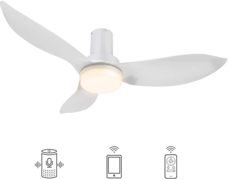 CARRO Daisy 45 in. Integrated LED Indoor White DC Motor Smart Ceiling Fan with Light and Remote, Works with Alexa/Google Home