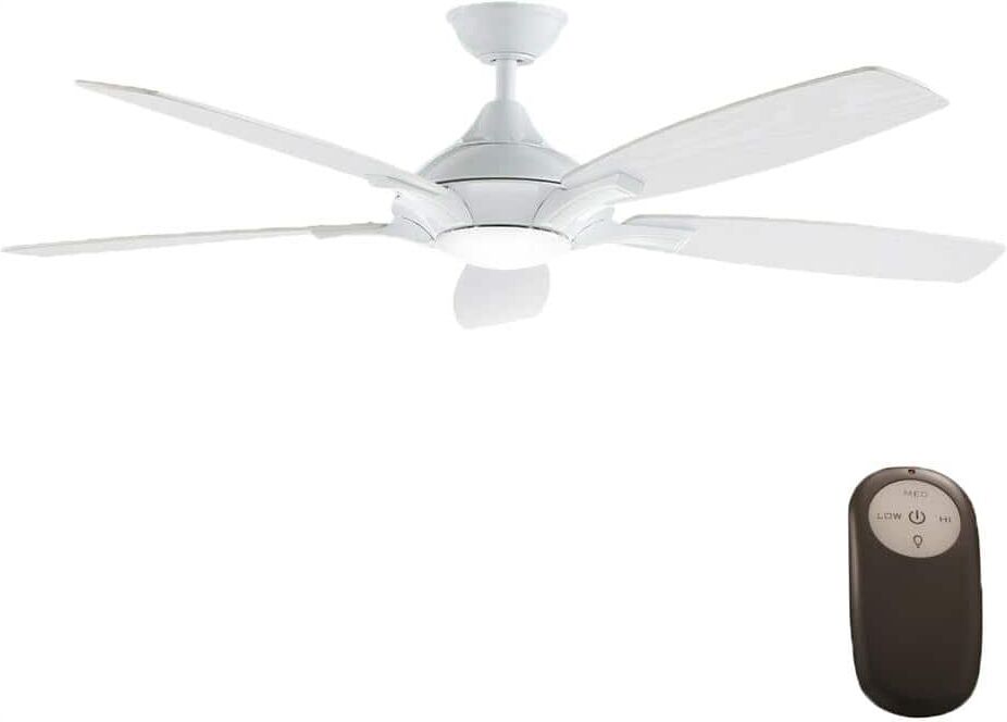 Home Decorators Collection Petersford 52 in. Integrated LED Indoor White Ceiling Fan with Light Kit and Remote Control