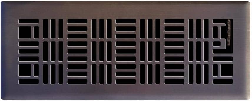 Hampton Bay Art Nouveau 4 in. x 12 in. Steel Floor Register in Cocoa Bronze