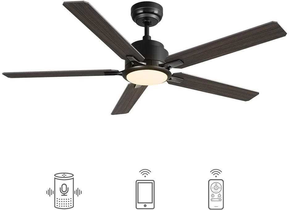 CARRO Essex 52 in. Integrated LED Indoor/Outdoor Black Smart Ceiling Fan with Light and Remote, Works w/Alexa/Google Home