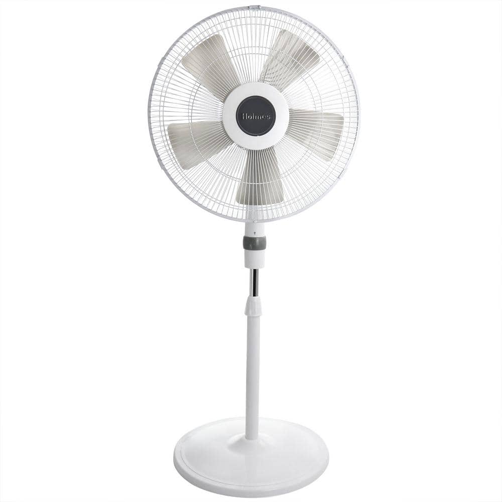 Holmes 16 in. Oscillating Blade Stand Pedestal Fan with Metal Grill in White