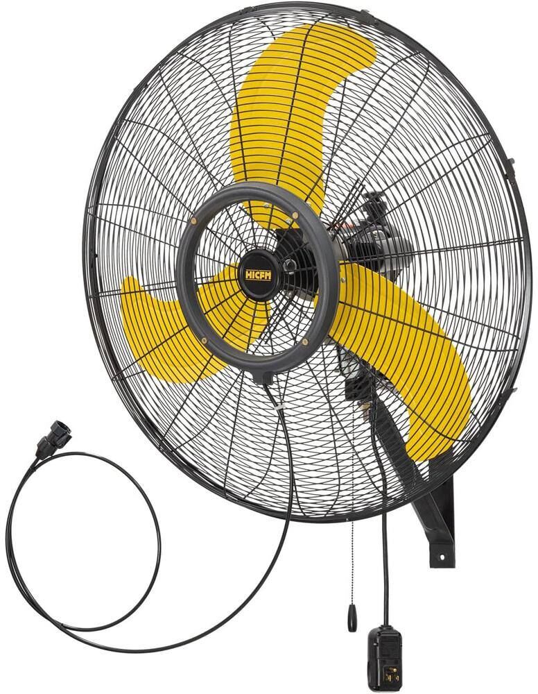 Edendirect 30 in. 3-Speeds Outdoor Wall Mounted Fan in Yellow with IP44 Enclosure Motor, Sealed Control Box, GFCI Plug