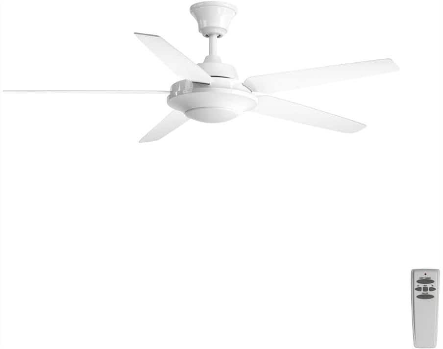 Progress Lighting Signature Plus II Collection 54 in. LED Indoor White Minimalist Ceiling Fan with Light Kit and Remote