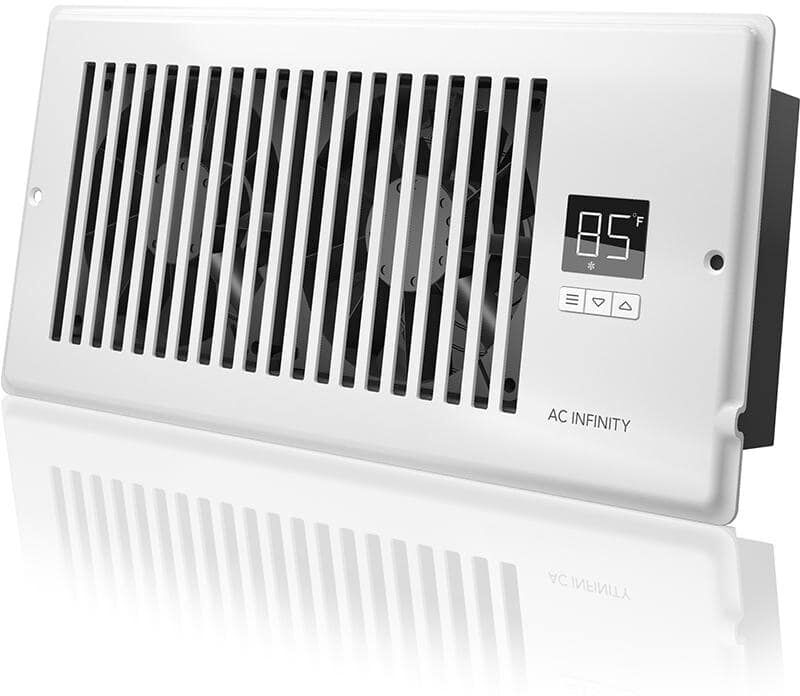 Infinity AIRTAP T4 120 CFM 4 in. x 10 in. Quiet Register Booster Fan with Thermostat Control, Heating Cooling AC Vent