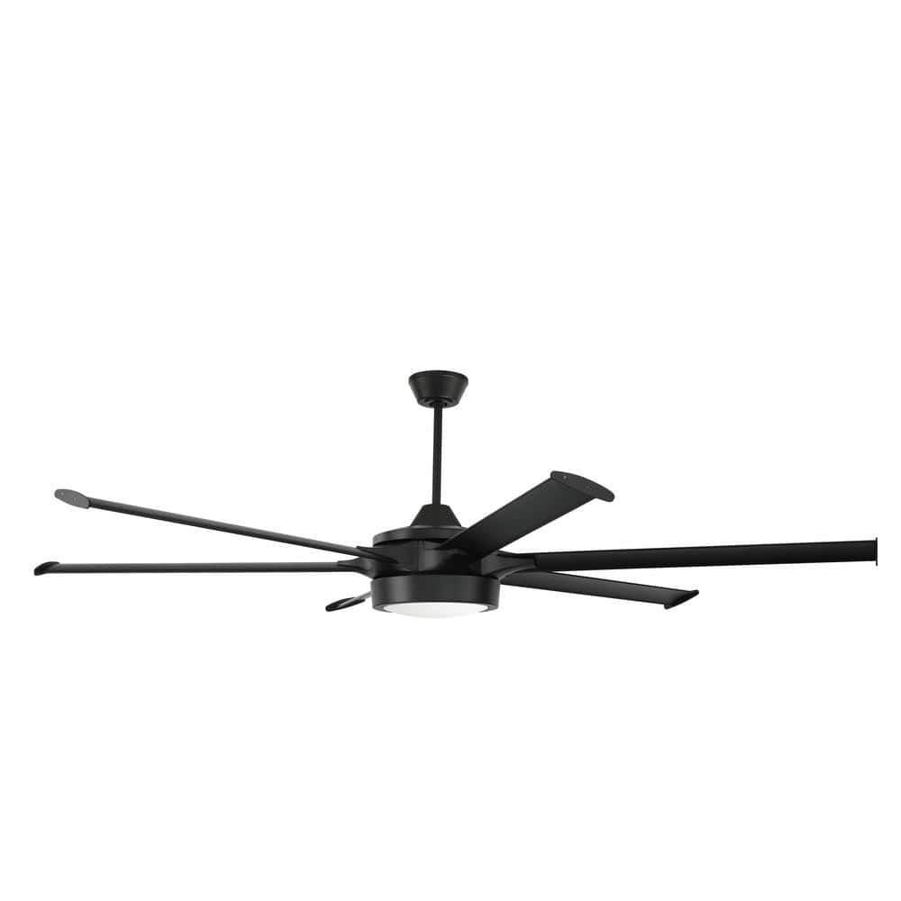 CRAFTMADE Prost 78 in. Indoor/Outdoor Flat Black Finish Ceiling Fan with Smart Wi-Fi Enabled Remote and Integrated LED Light