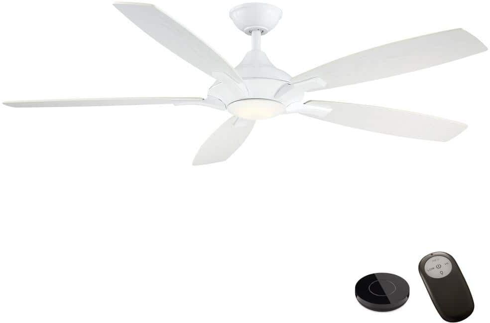 Home Decorators Collection Petersford 56 in. Integrated LED White Ceiling Fan with Light Kit and Remote Control works with Google and Alexa