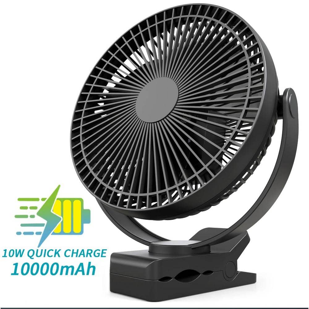 Aoibox 8 in. 4 fan speeds Desk Fan in Black with Strong Airflow Sturdy Clamp for Office Desk Golf Car Outdoor Travel Camping