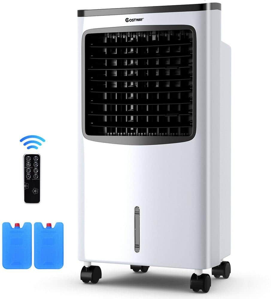 Costway 215 CFM 3-Speed Portable Evaporative Cooler Air Cooler Fan Filter Humidify Anion For 400 Sq.Ft. with Remote Control