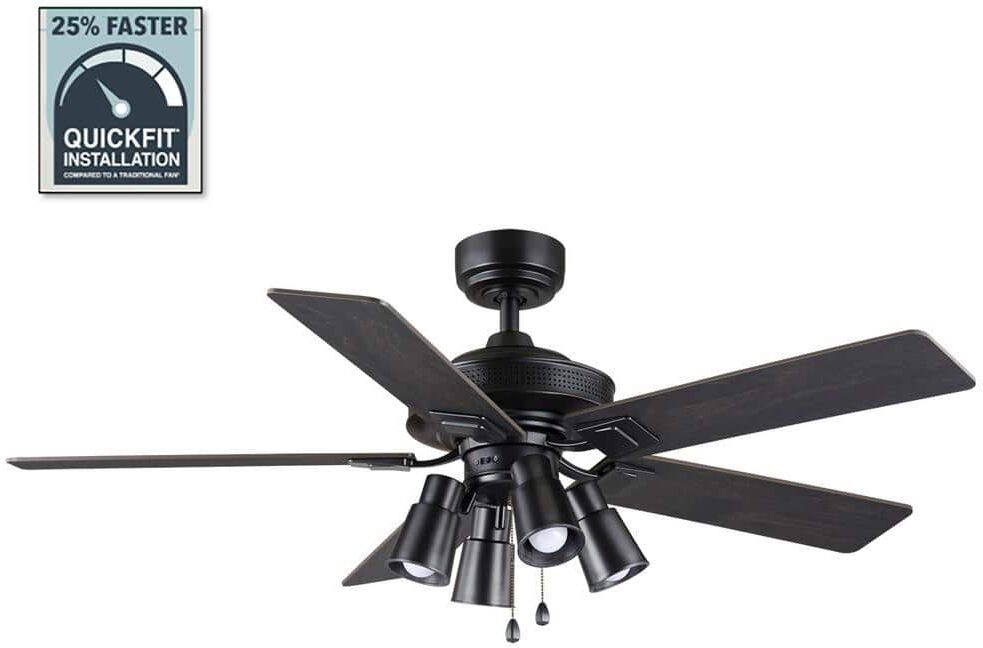 Home Decorators Collection 52 in. Matteo Indoor Matte Black LED Ceiling Fan with Light Kit