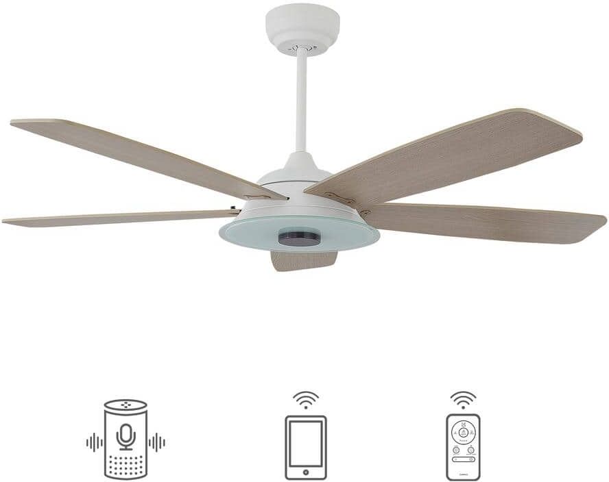 CARRO Hardley 52 in. Dimmable LED Indoor/Outdoor White Smart Ceiling Fan with Light and Remote, Works with Alexa/Google Home