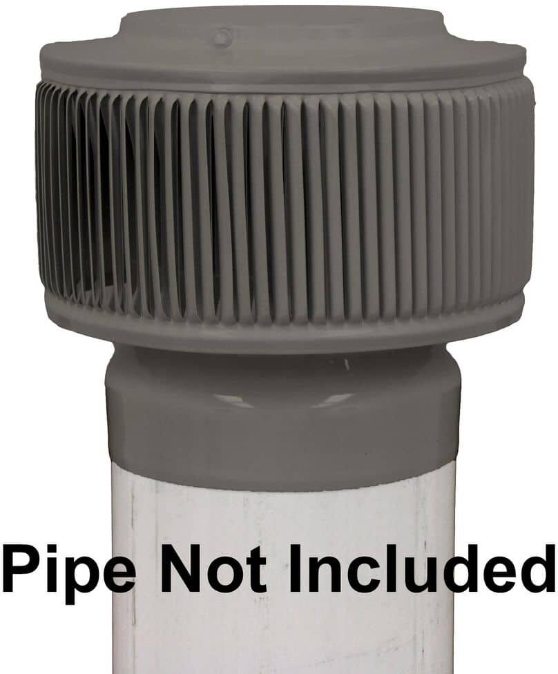 Active Ventilation 6 in. D Grey Aluminum Aura PVC Vent Cap Exhaust Static Roof Vent with Adapter for Sch. 40 or Sch. 80 PVC Pipe