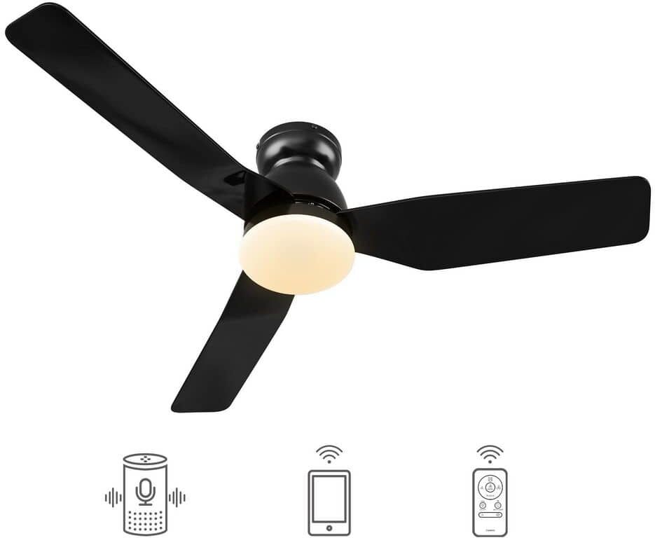 CARRO Triton 44 in. Integrated LED Indoor Black DC Motor Smart Ceiling Fan with Light and Remote, Works with Alexa/Google Home