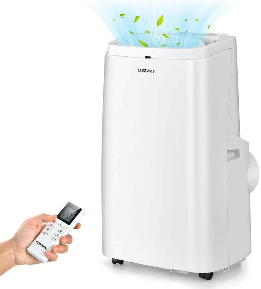 Costway 9,000 BTU Portable Air Conditioner Cools 350 Sq. Ft. with Dehumidifier and Remote in White