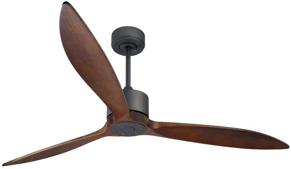 Modland Light Pro 65 in. 3-Fan Speeds Wall Fan in Jet Black with 3 Walnut Blades