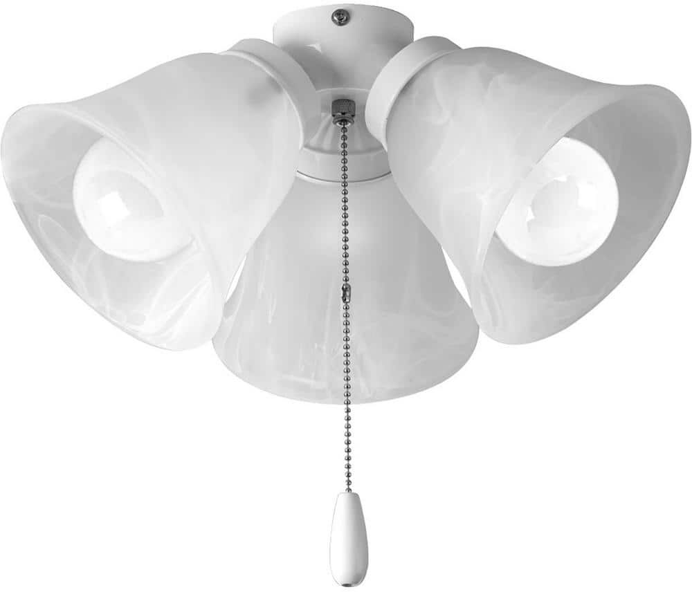 Progress Lighting Fan Light Kits Collection 3-Light White Ceiling Fan Light Kit