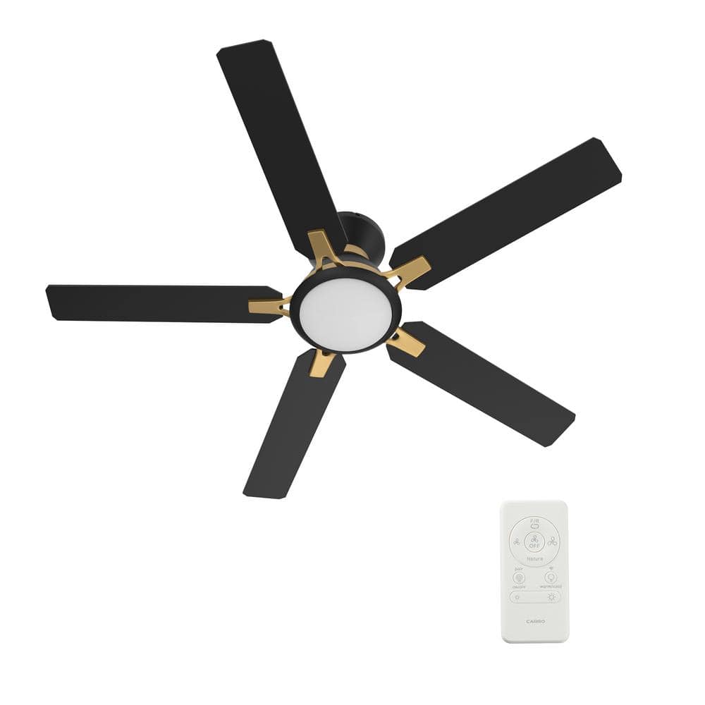 CARRO Essex II 52 in. Integrated LED Indoor/Outdoor Black Smart Ceiling Fan with Light and Remote, Works w/Alexa/Google Home