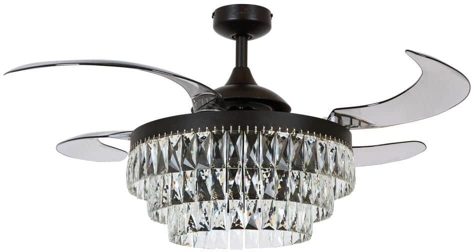 Fanaway Veil 48-in. Integrated LED Indoor Antique Black With Smoke Blade Ceiling Fan with Light and Remote Control